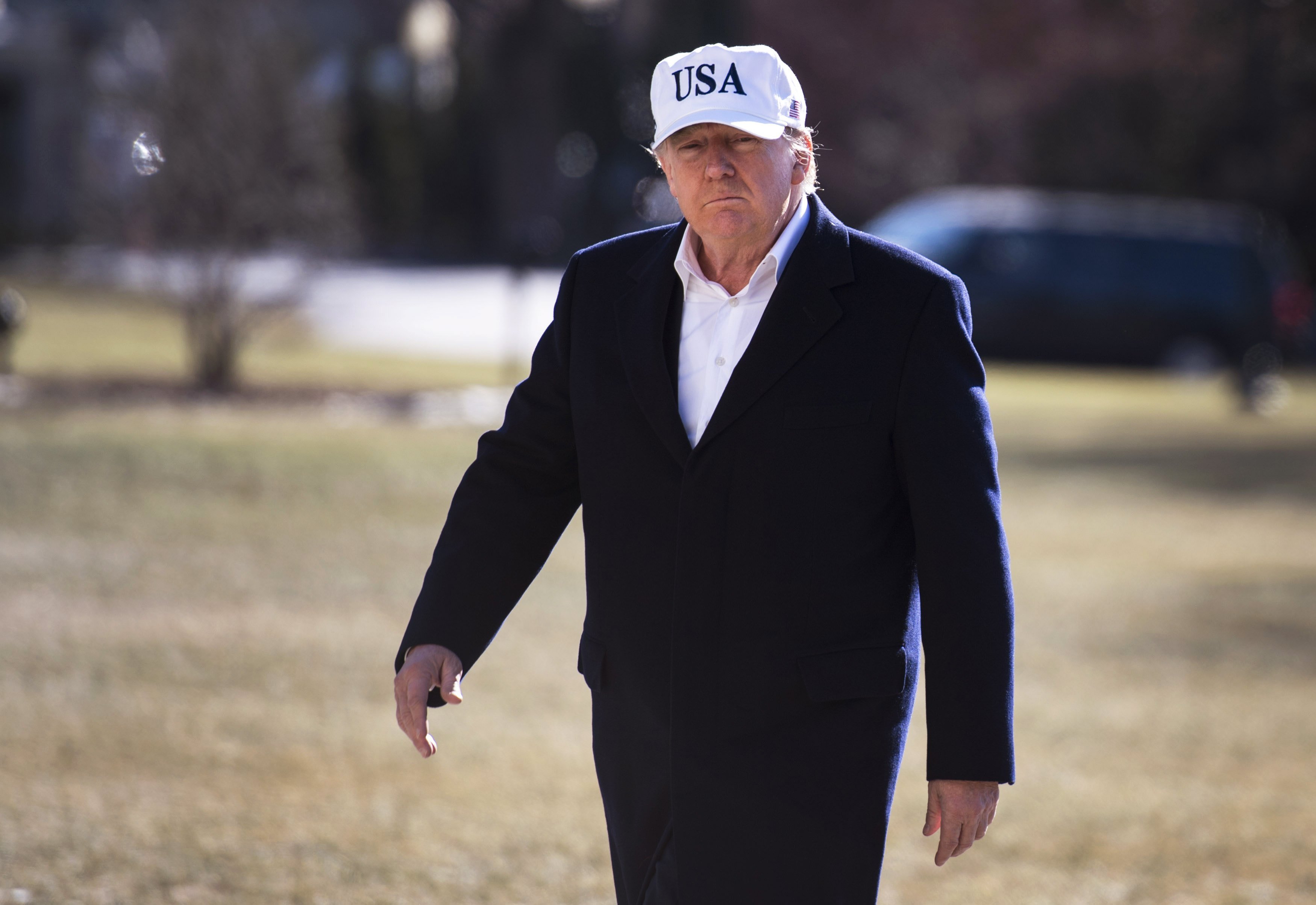 President Donald Trump returns to the White House from Camp David on Jan. 7, 2018.