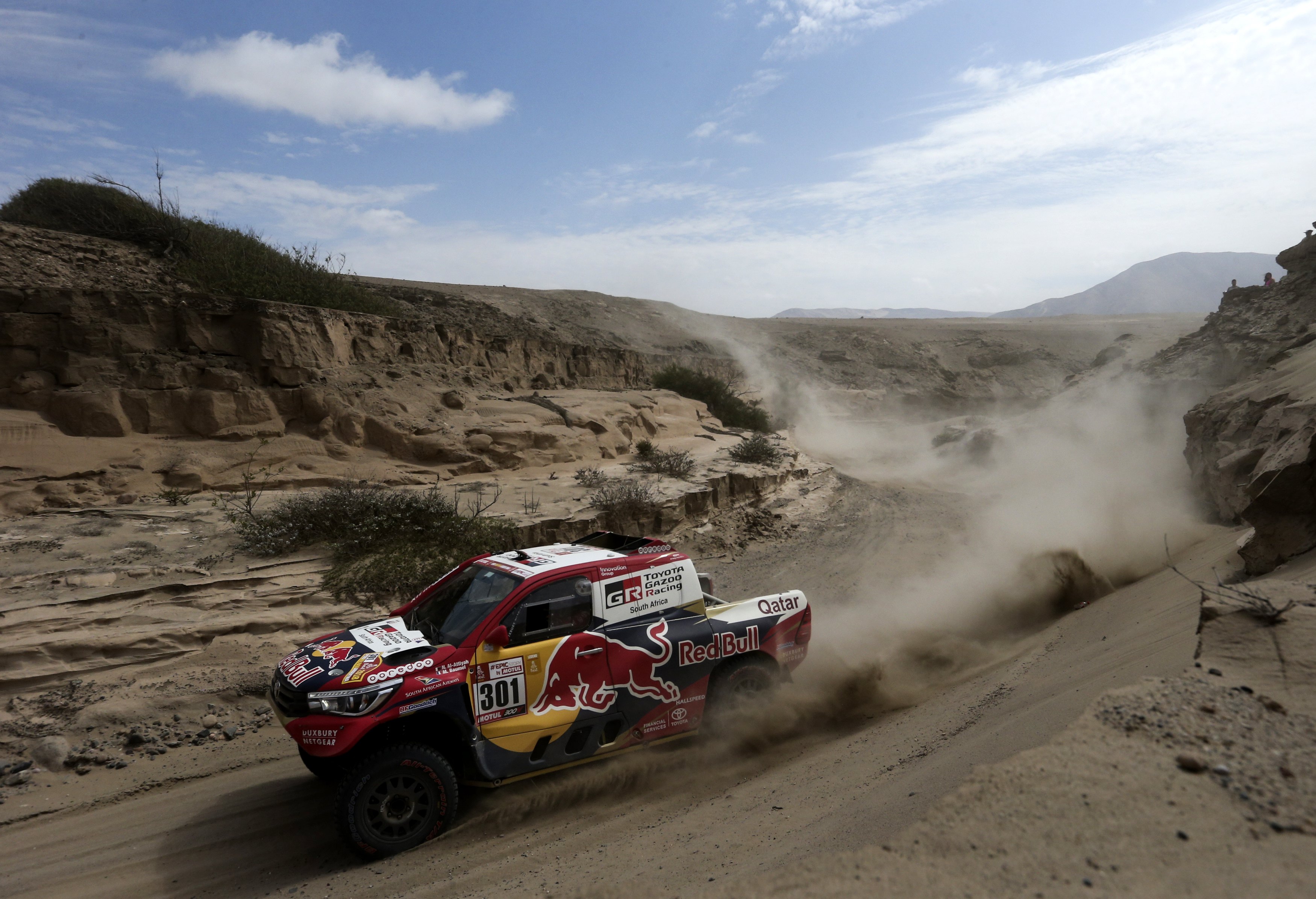 Qatar's Nasser Al Attiyah competes in the fourth stage of the 2018 Dakar rally in San Juan de Marcona, Peru, Jan. 9, 2018.
