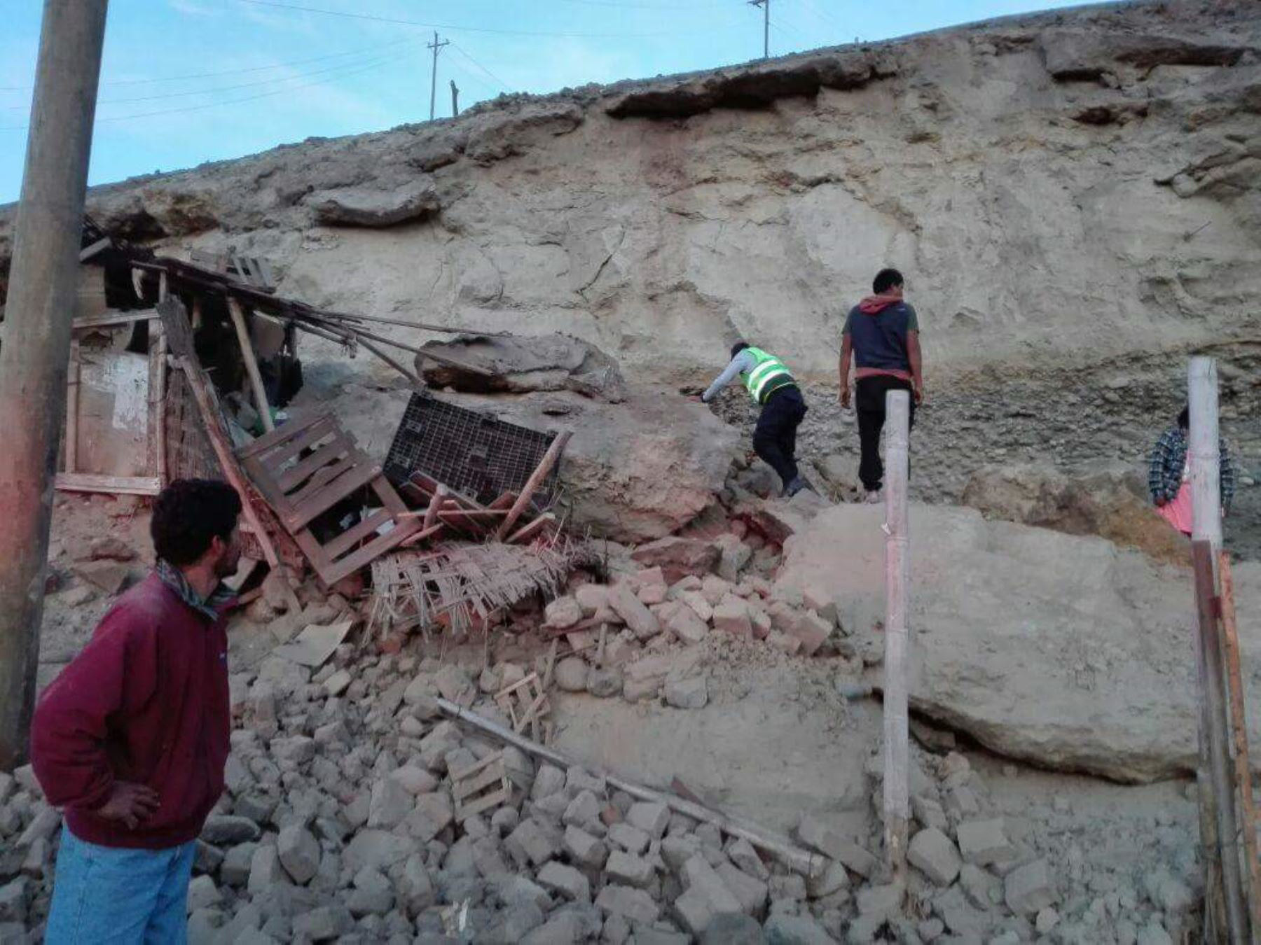 Photo provided by the Agencia Andina news agency showing the rescue of one of the victims of the powerful earthquake that struck southern Peru on Jan. 14, 2018.