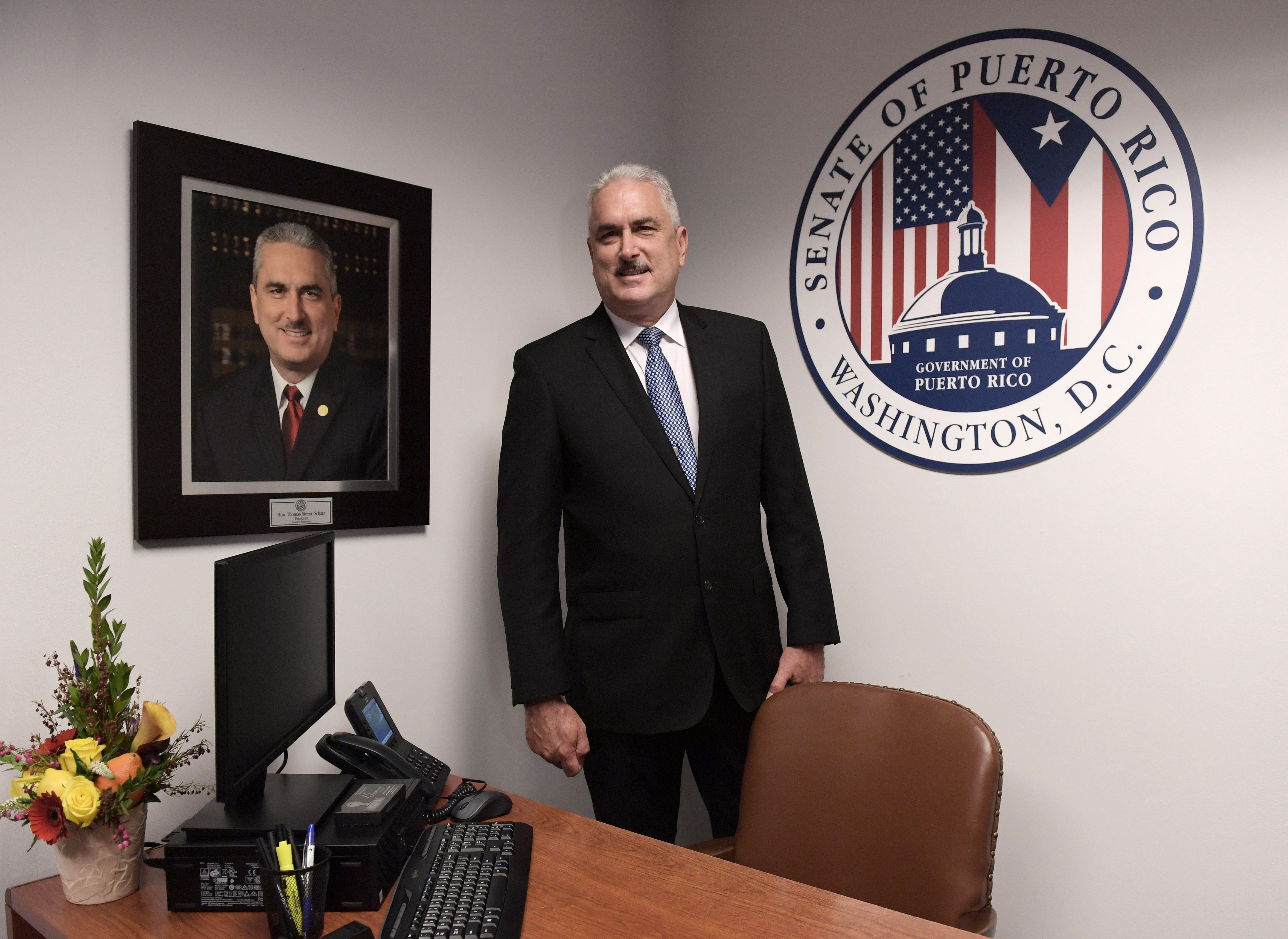 Puerto Rico Senate president Thomas Rivera Schatz in the legislative body's newly-opened offices in Washington D.C. on April 18, 2018. EFE/Lenin Nolly
