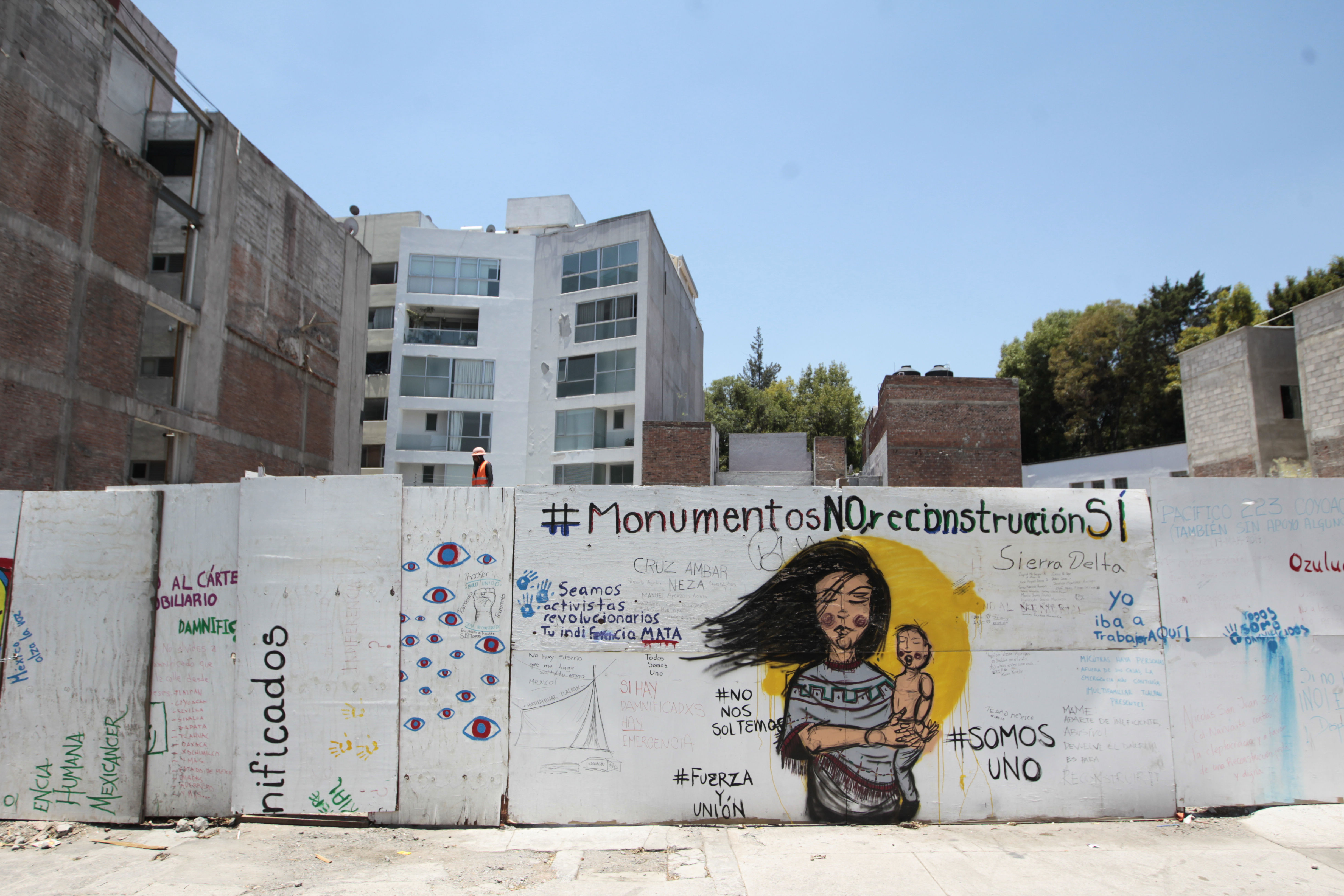 The lot located at 286 Alvaro Obregon Avenue in Mexico City, Mexico, May 25, 2018. A proposed monument to be built on this site of a collapsed building near the center of Mexico City in honor of the victims of the Sept. 19, 2017, earthquake is sparking controversy among activist groups almost nine months after the earthquake struck. EFE