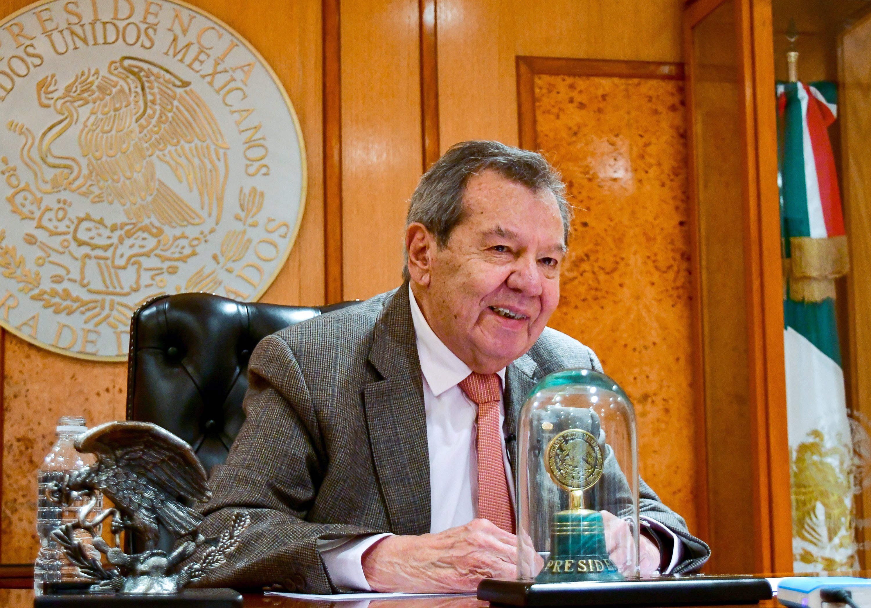 Porfirio Muñoz Ledo, president of the lower house of Mexico's Congress, speaks during an interview with EFE in Mexico City, Mexico, Nov. 6, 2018. EPA-EFE/Gil Cortes