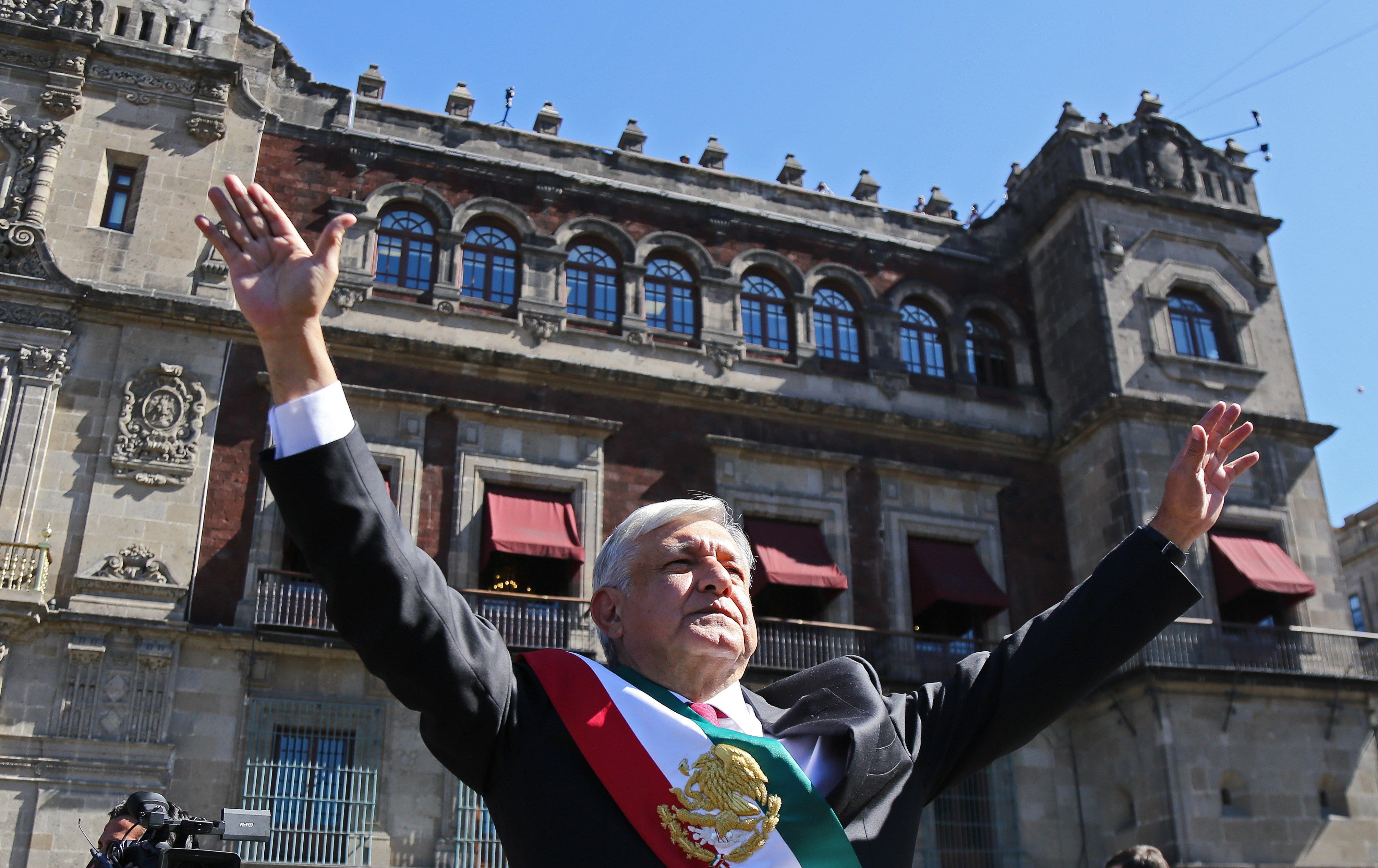 Mexico's new President Andres Manuel Lopez Obrador arrives at the National Palace in Mexico City on Dec. 1, 2018, after his inauguration before Congress; he said in his first address to the nation as head of state that during his term in office he will fight against both public and private corruption. EFE-EPA/David Guzman