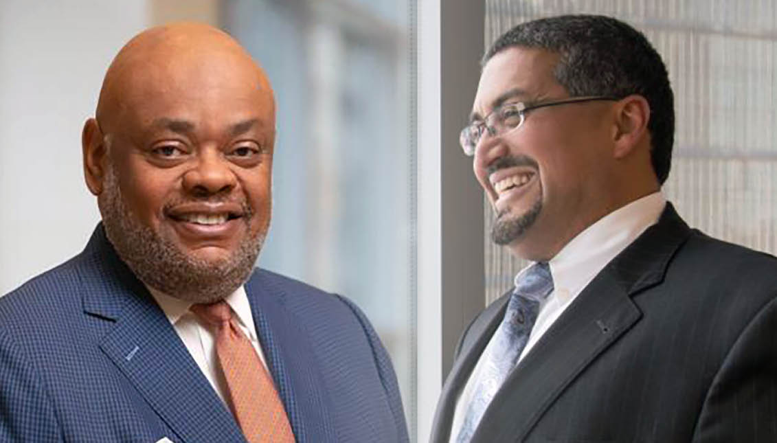 For the first time in the history of the city — and probably the country — “the number 1” and “the number 2” in the executive leadership of a large corporation like Independence Blue Cross, with 9,500 employees, are an African American and American of Latino descent. Gregory E. Deavens (left) and Juan Lopez (right).   Courtesy IBX / AL DIA Photo Archive