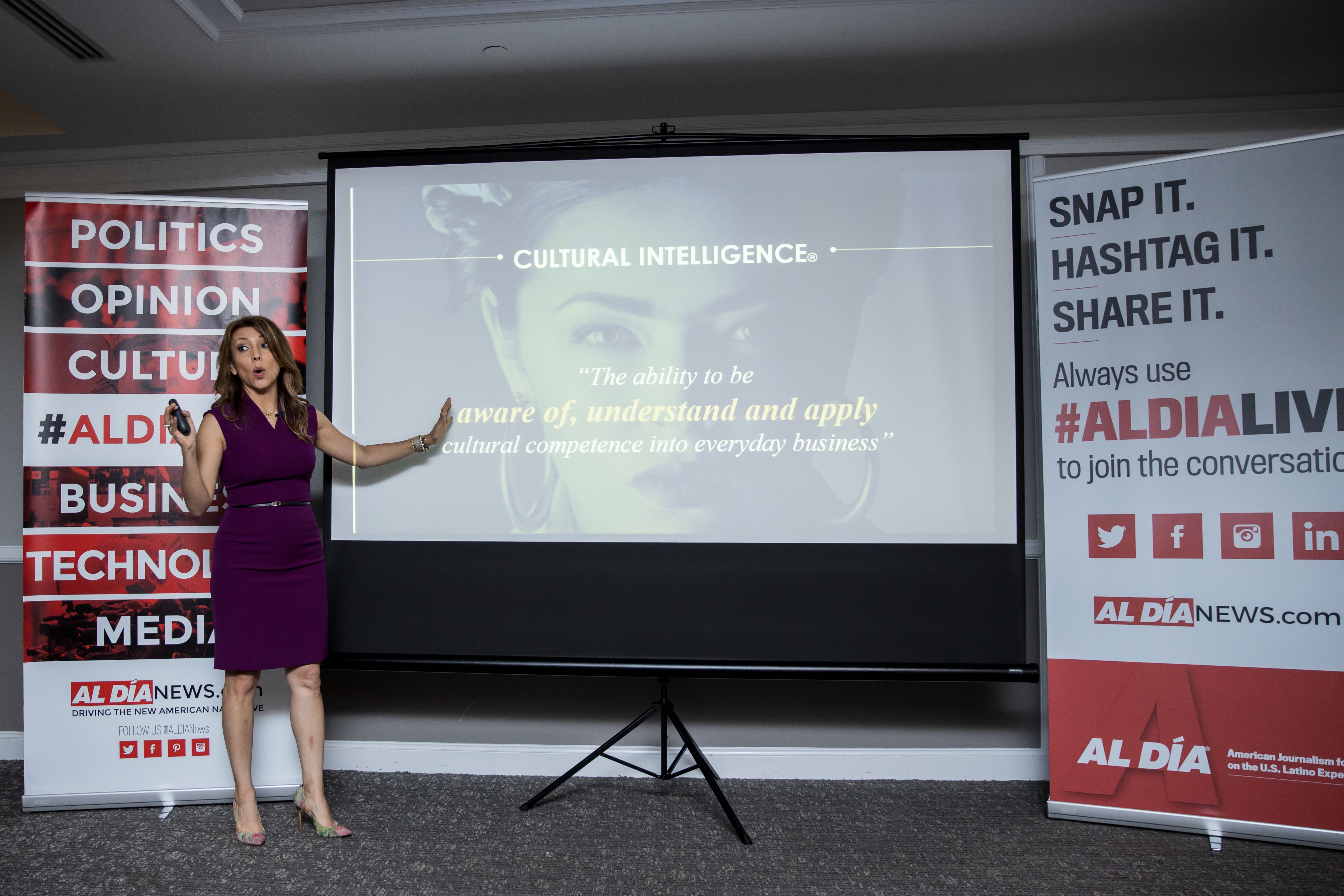 Lili Gil Valletta presenting the meaning of cultural intelligence. Photo: Harrison Brink