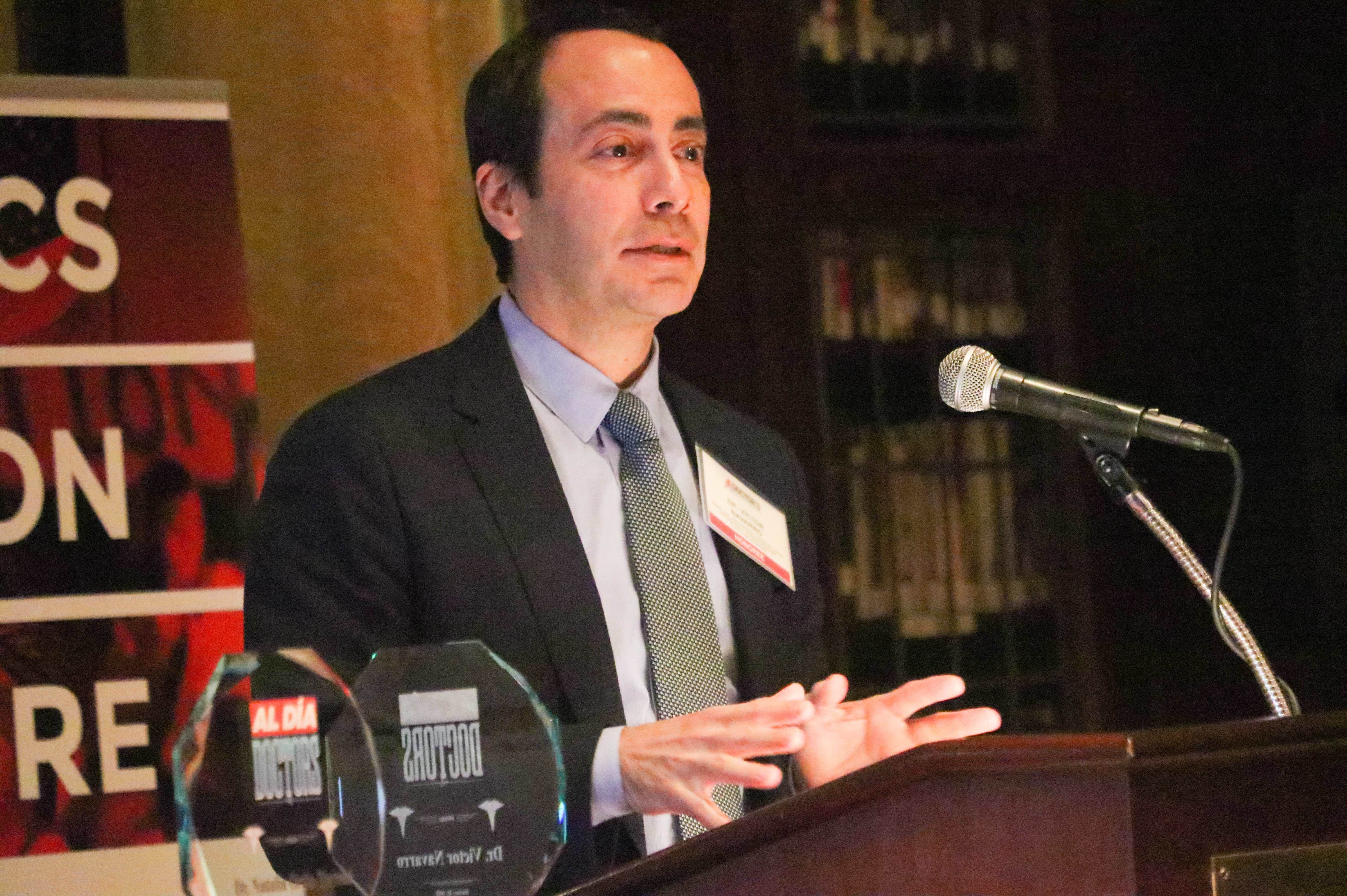 Dr. Victor Navarro  from Einstein Medical Center talks about the liver. Photo: Nigel Thompson