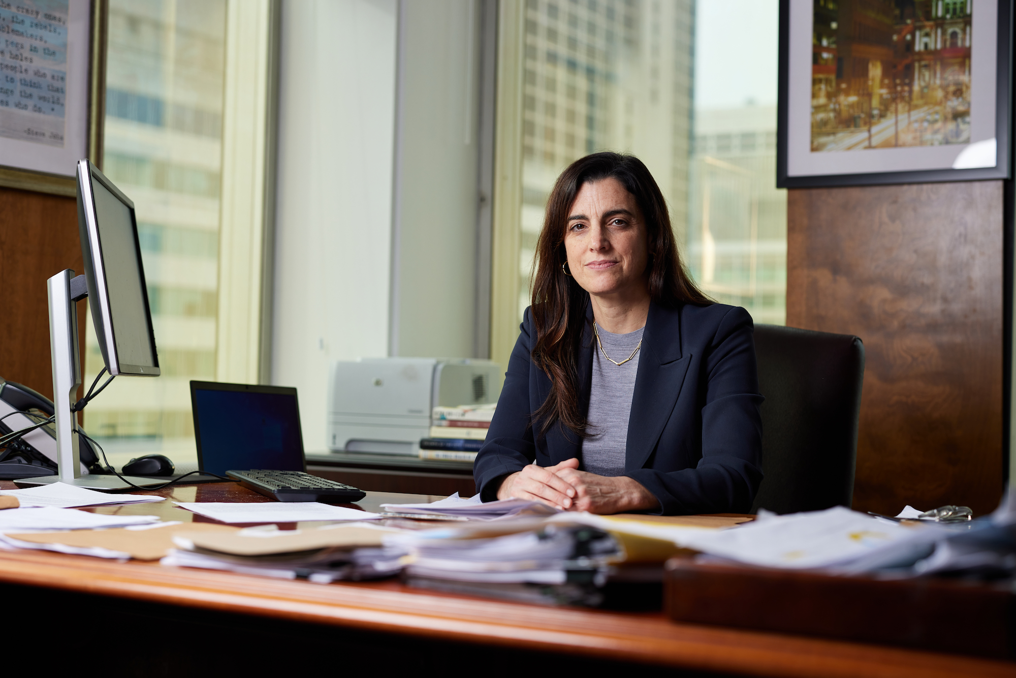 On Jan. 3, 2022, Rebecca Rhynhart was sworn in to her second term as Philadelphia City Controller. Photo: Harrison Brink/AL DÍA News.
