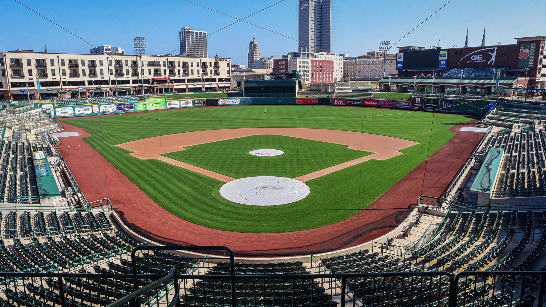 An empty Parkview Field minor league baseball stadium is shown in downtown Fort Wayne, Indiana. Photo: Mike Moore/The Journal-Gazette via AP, File.