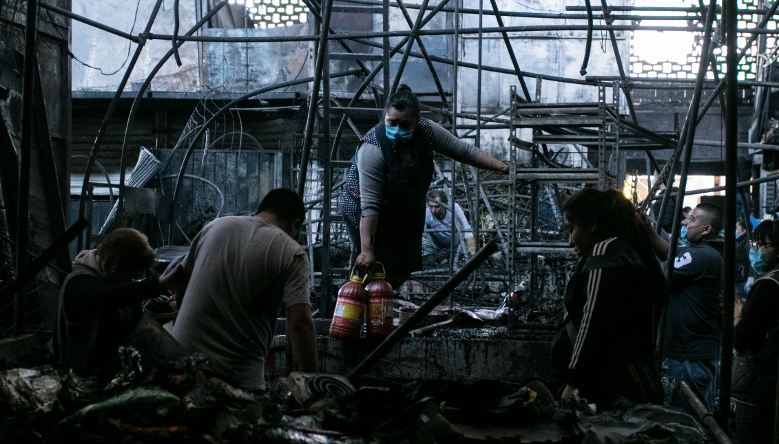 Fire in La Merced Market Foto: Infobae.