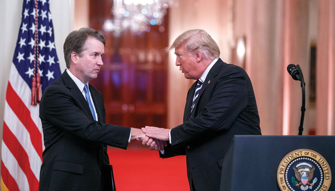 President Donald Trump greets new Supreme Court Justice Brett Kavanaugh. (File photo)
