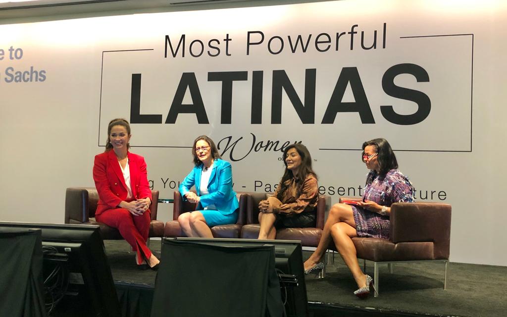 Claudia Romo Edelman, Esther Aguilera, Nina Vaca, and Erika Irish Brown participating in the State of Latina Leadership in Corporate America panel during the 2019 Most Powerful Women Summit. Photo: ALPFA Facebook.