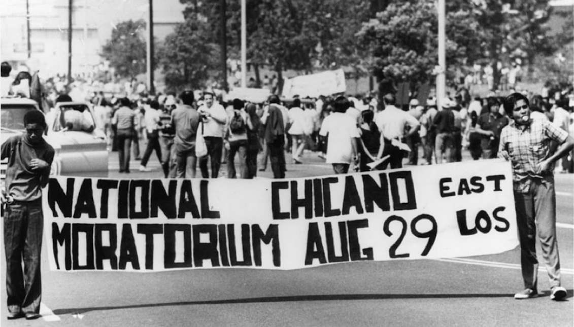 The Chicano National Moratorium brought together more than 30,000 activists, students, families and their children to march on Whittier Blvd. in East Los Angeles, August 29, 1970. | Image courtesy of the Los Angeles Public Library.