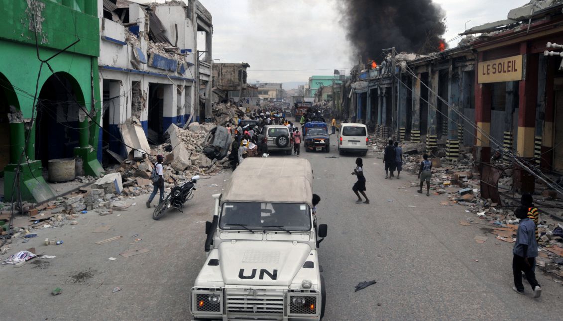 Debris in the streets of the Port-au-Prince neighborhood of Bel-Air, in the aftermath of the 2010 Haiti Earthquake.
