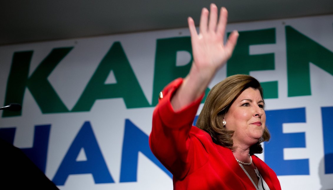 Karen Handel, the Republican candidate for the US House of Representatives, during an election party for her candidacy today, Tuesday, June 20, 2017, in Atlanta, Georgia. EFE/Branden Camp