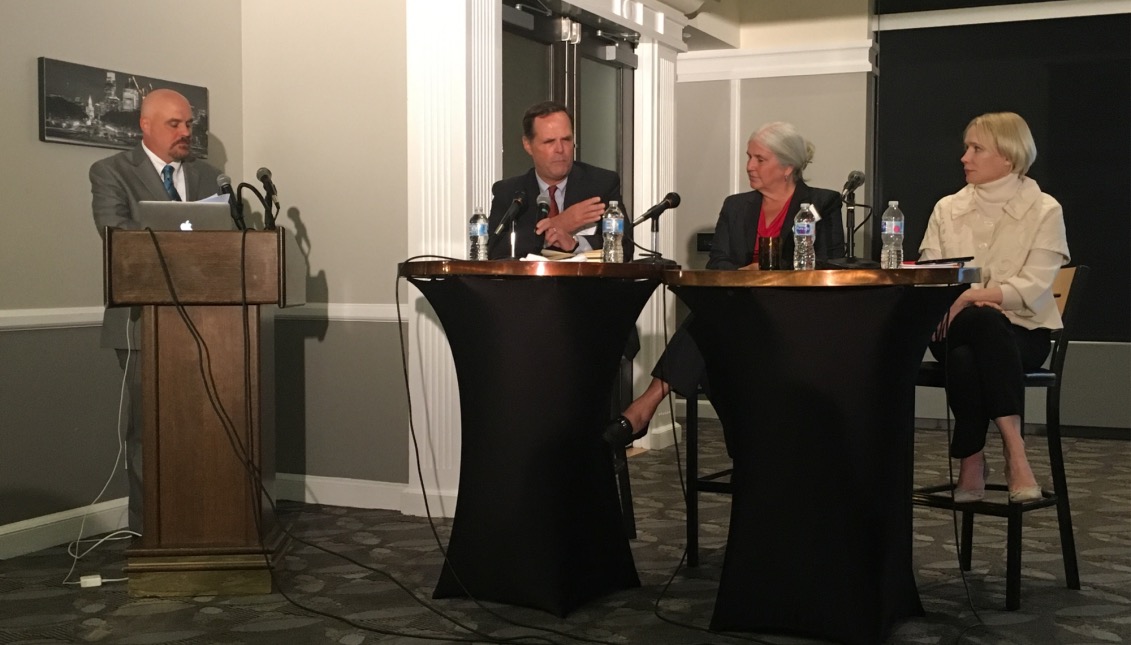 David Thornburgh, president of the Committee of Seventy; Carol Kuniholm, CEO of Fair Districts PA; and Katherine Gehl, co-author of “Why Competition in the Politics Industry is Failing America".  