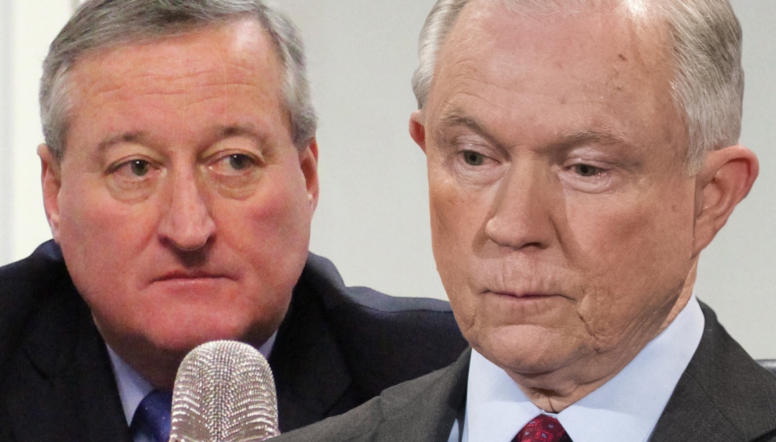 The mayor of Philadelphia, Jim Kenney, and the United States Attorney General, Jeff Sessions.