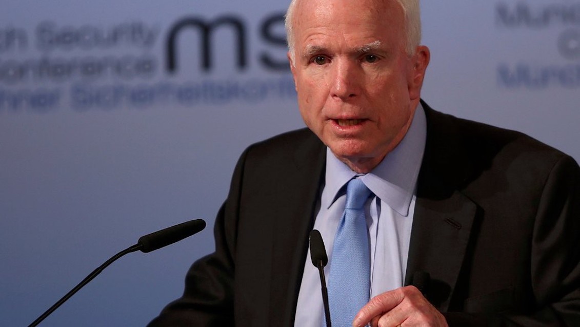 Republican Senator for Arizona, John McCain, during his speech after receiving the Medal of Freedom.