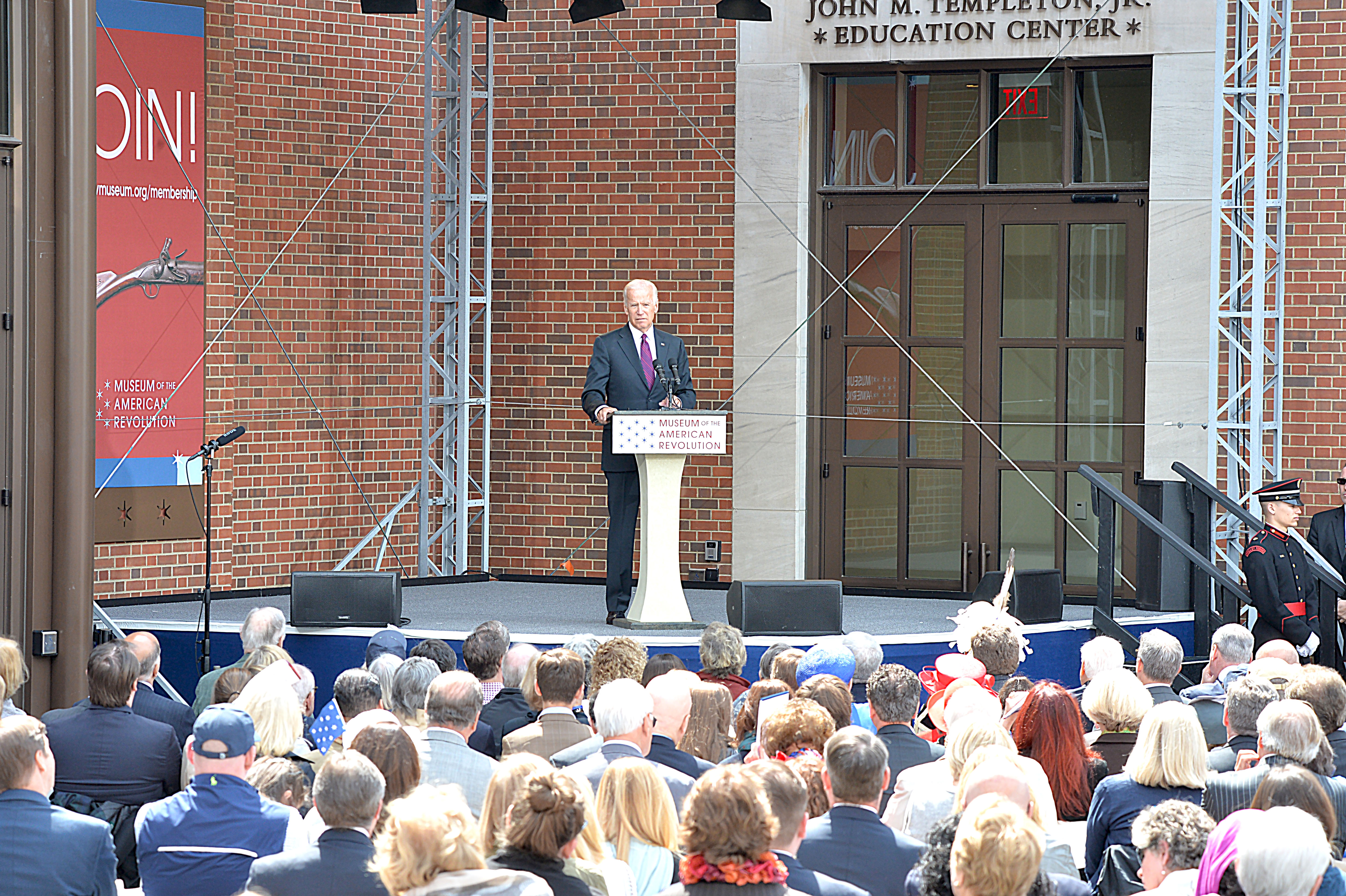 Former Vice-President Joe Biden speaks during the Grand Opening of the Museum of the American Revolution.  Photo: Peter Fitzpatrick/AL DIA News