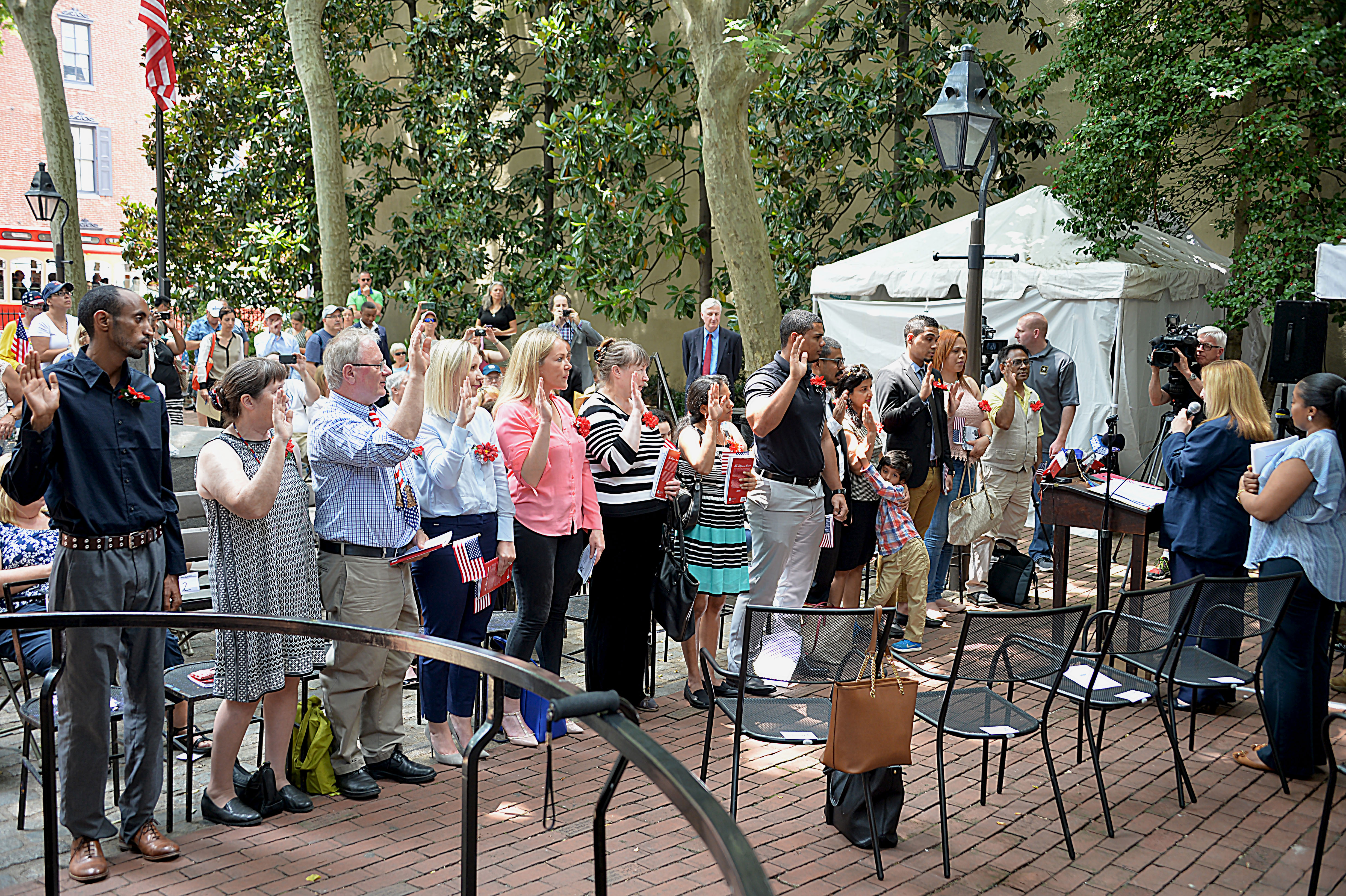 Thirteen individuals took the Oath of Allegiance during the Naturalization Ceremony at the Betsy Ross House Wednesday.  Photo: Peter Fitzpatrick/AL DIA News