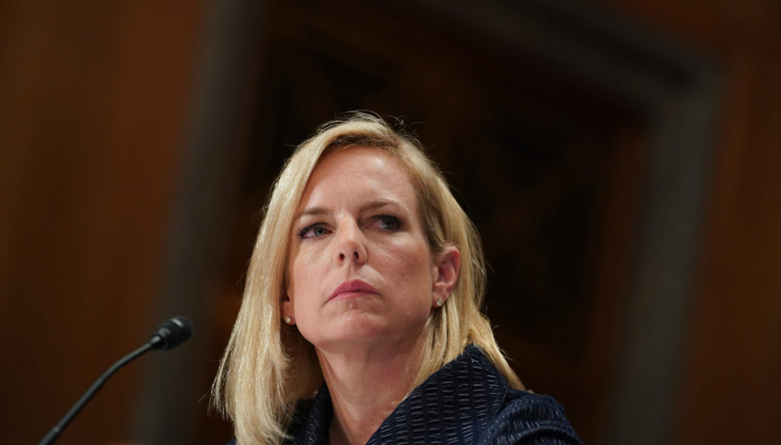 Department of Homeland Security Secretary Kirstjen Nielsen testifies before a Senate Homeland Security and Governmental Affairs. Source: PBS.