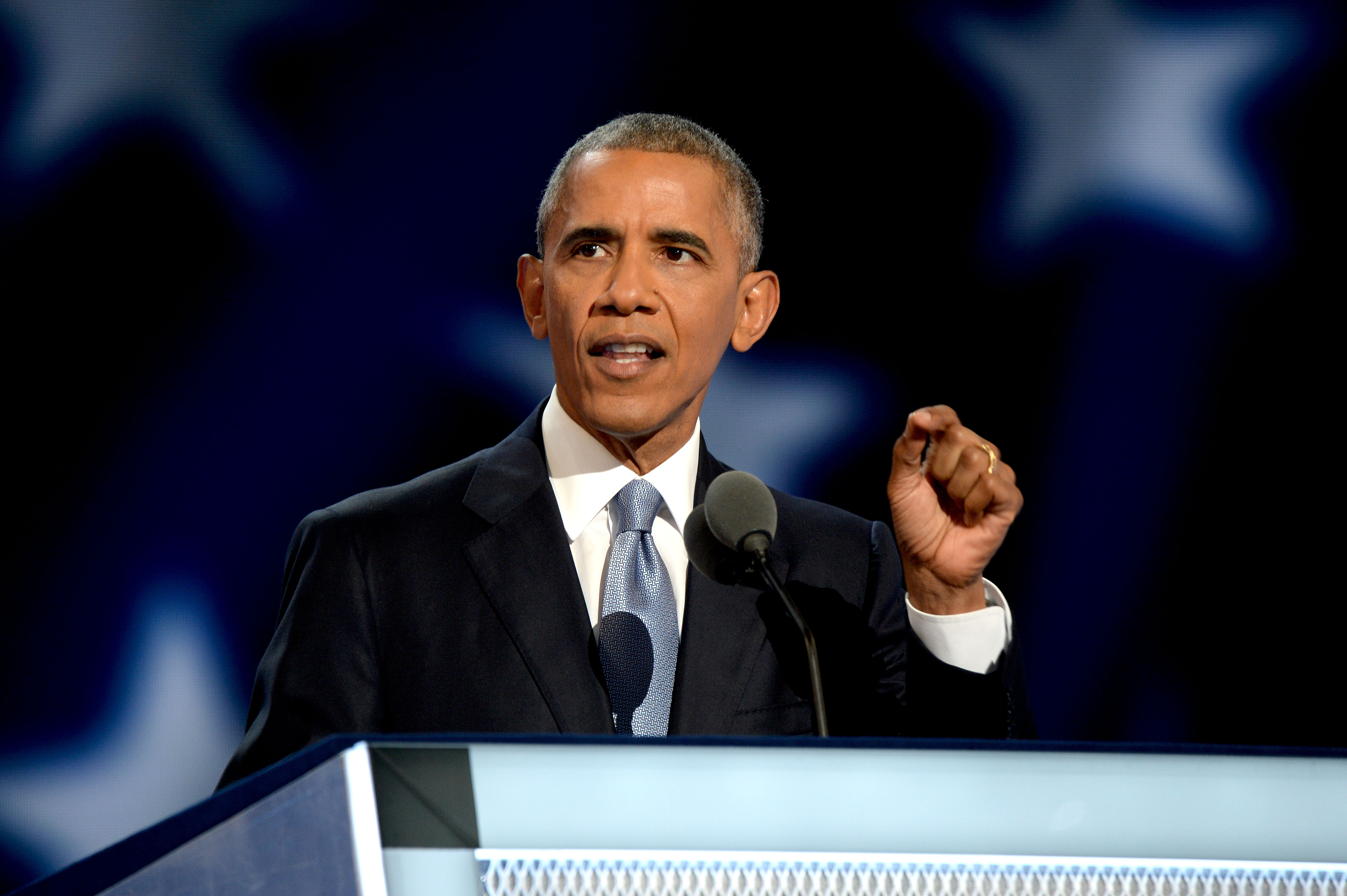 President Barack Obama at the Democratic National Convention in Philadelphia, PA. Photo:Peter Fitzpatrick/ALDIA News