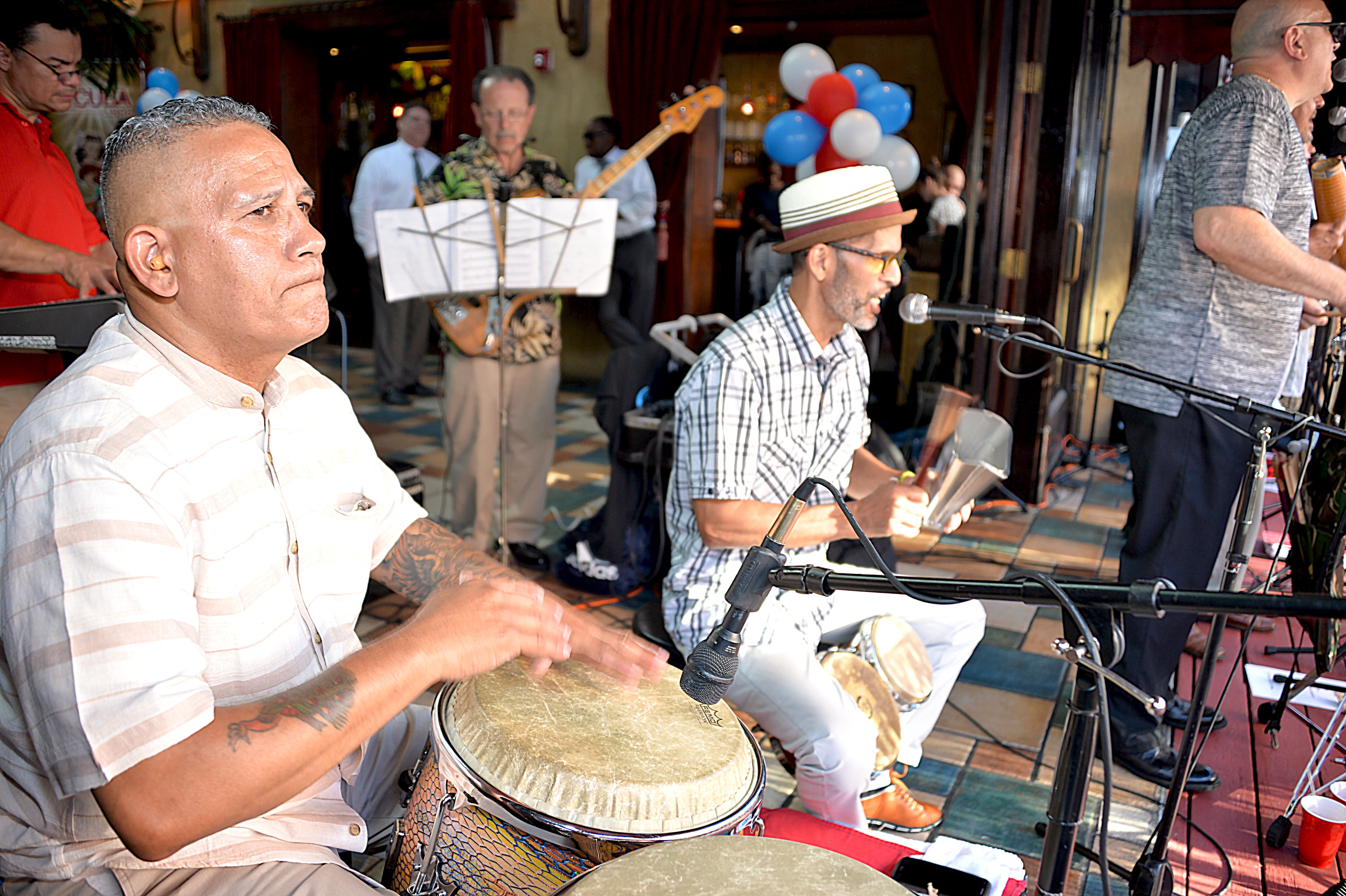 The Cintron Trio added to the excitement of Cuba Libre's tropical Carnivale during the Old City Eats Block Party.  Photo: Peter Fitzpatrick/AL DIA News