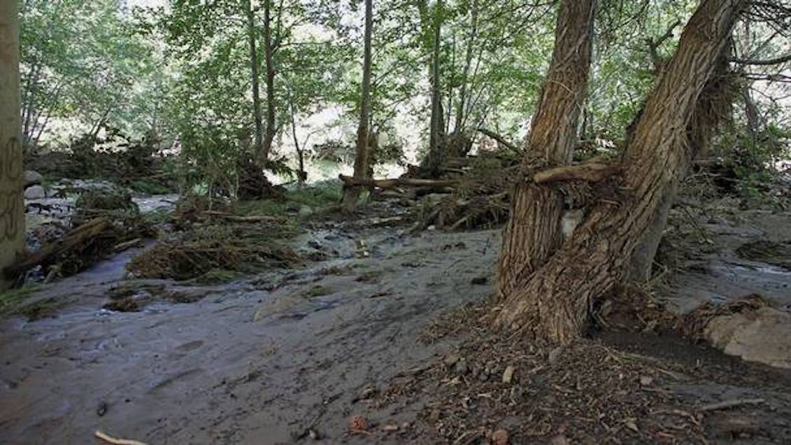 The creek under the First Crossing Bridge following a deadly flash-flooding that ripped through the Tonto National Forest, Arizona. (Alexis Bechman/Payson Roundup/AP)