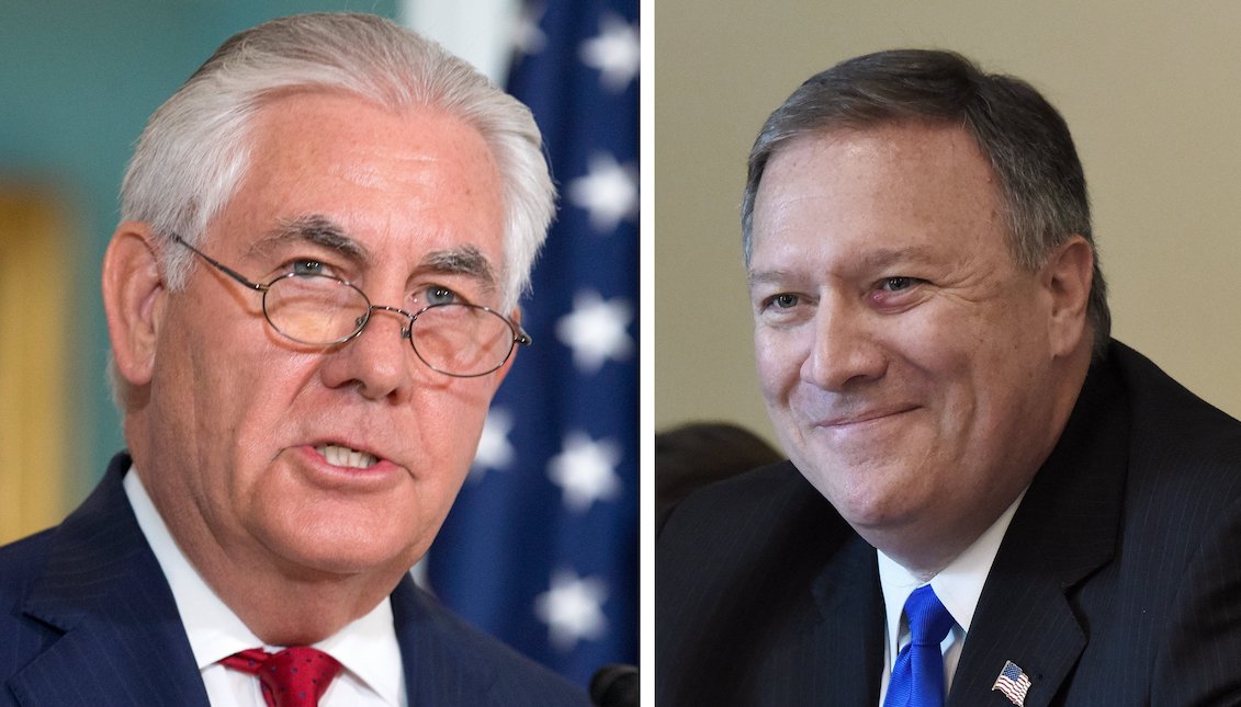 The White House plans to dismiss Tillerson (r), and be replaced by Pompeo (l), as published on November 30, 2017, local media. The New York Times, which quotes senior government officials, said Republican Senator Tom Cotton, a figure close to US President Donald Trump, would replace Pompeo in the CIA. EFE / Michael Reynolds / Olivier Douli