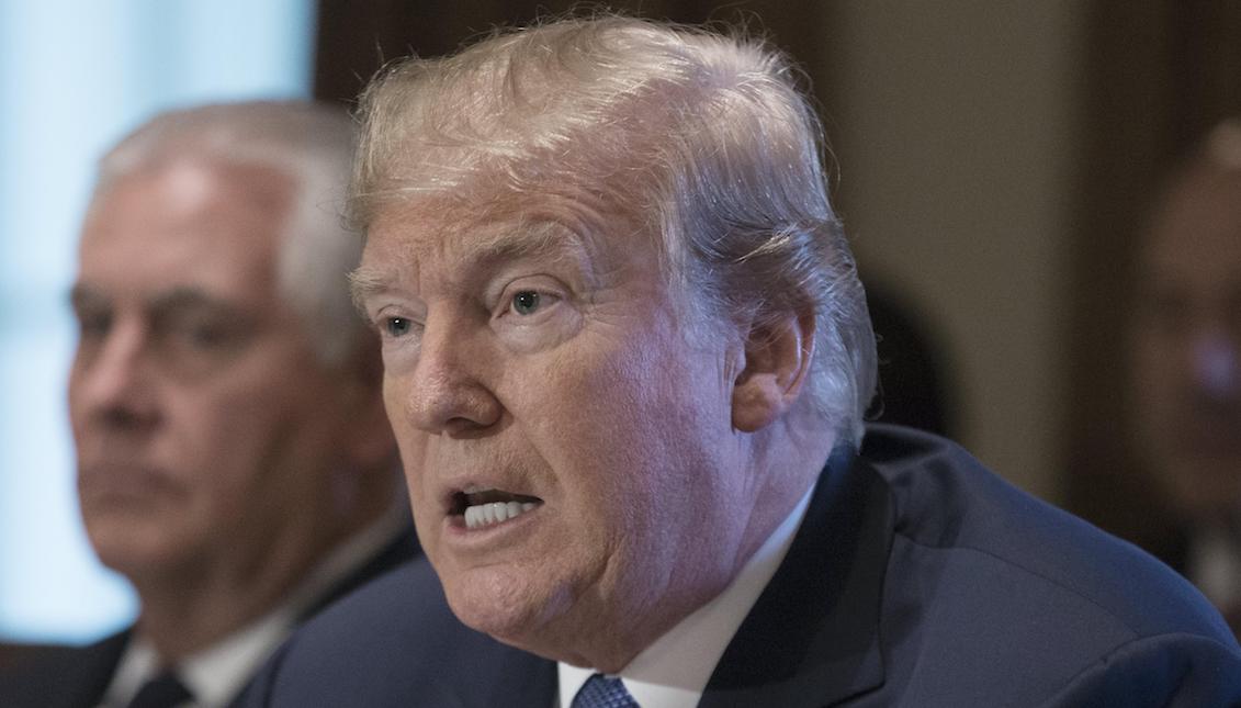 US President Donald J. Trump (r) participates in a meeting with his cabinet along with Secretary of State Rex Tillerson (l), in the White House (United States) on November 2017. The President of the United States, Donald Trump, said he plans to consider sending to the prison in Guantánamo (Cuba) the suspect of the attack in New York on Tuesday, an immigrant of Uzbek nationality identified as Safyullo Saipov. EFE / MICHAEL REYNOLDS