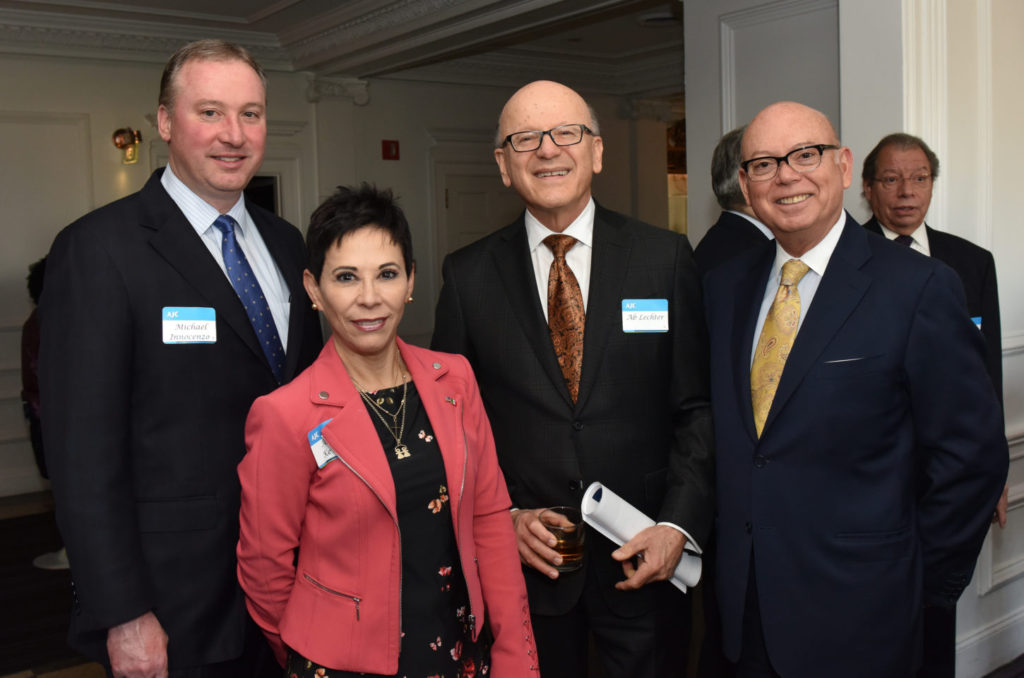 Michael Innocenzo, new CEO at PECO (Left), with the Consul of Mexico in Philadelphia, Alicia Kerber, the Chairman of the Pan American Association, Abelardo Lechter, and the General Counsel for PECO, Rommy Diaz. (Photo Courtesy AJC/ALDIA).