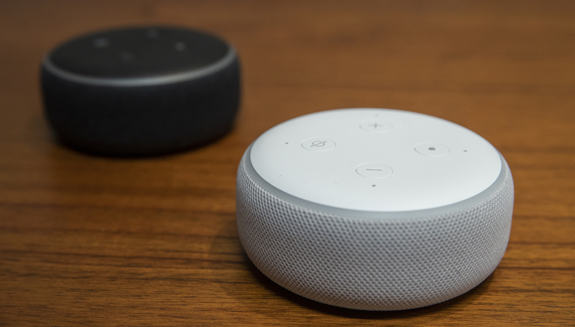 SEATTLE, WA - SEPTEMBER 20: Updated "Echo Dots" are pictured at Amazon Headquarters, following a launch event, on September 20, 2018, in Seattle Washington. Amazon launched more than 70 Alexa-enabled products during the event. (Photo by Stephen Brashear/Getty Images)