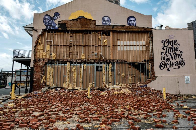 The iconic Morris Music store destroyed by Hurricane Ida.