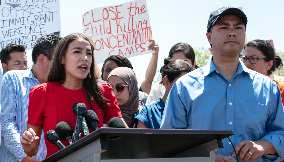 CLINT, TX - JULY 01: Rep. Alexandria Ocasio-Cortez (D-NY) addresses the media after touring the Clint, TX Border Patrol Facility housing children on July 1, 2019 in Clint, Texas. Reports of inhumane conditions have plagued the facility where migrant children are being held. (Photo by Christ Chavez/Getty Images)