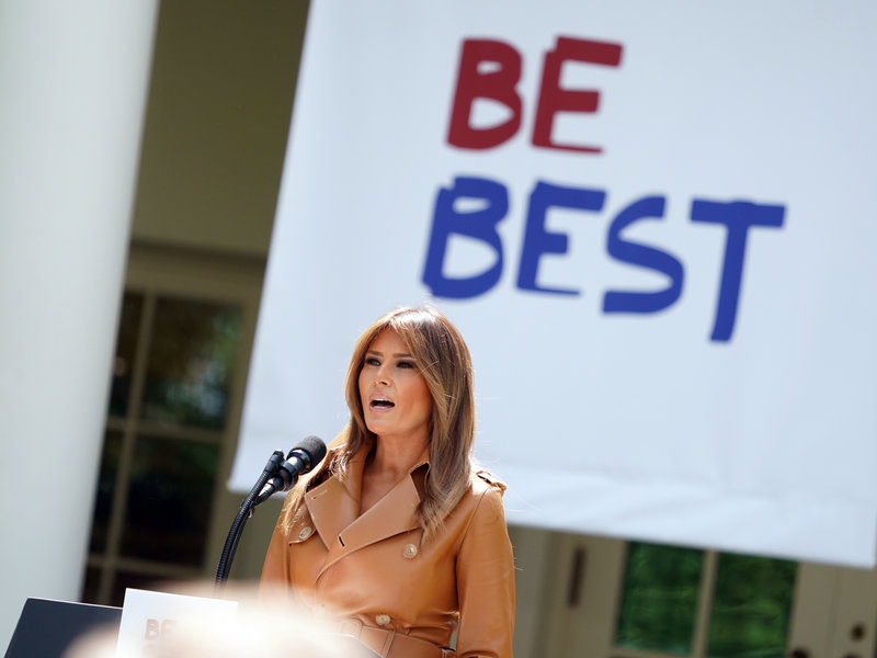 Melania Trump speaking about her "Be Best" initiative. Photo Credit: Andrew Hamik/AP
