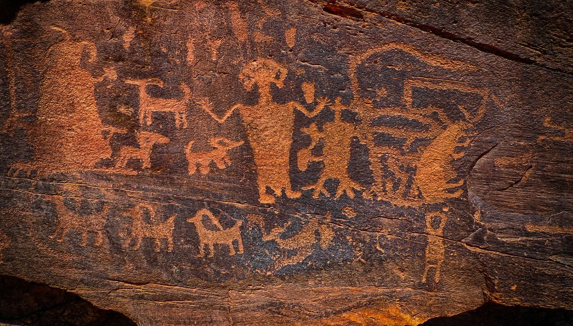 cave wall with native american art