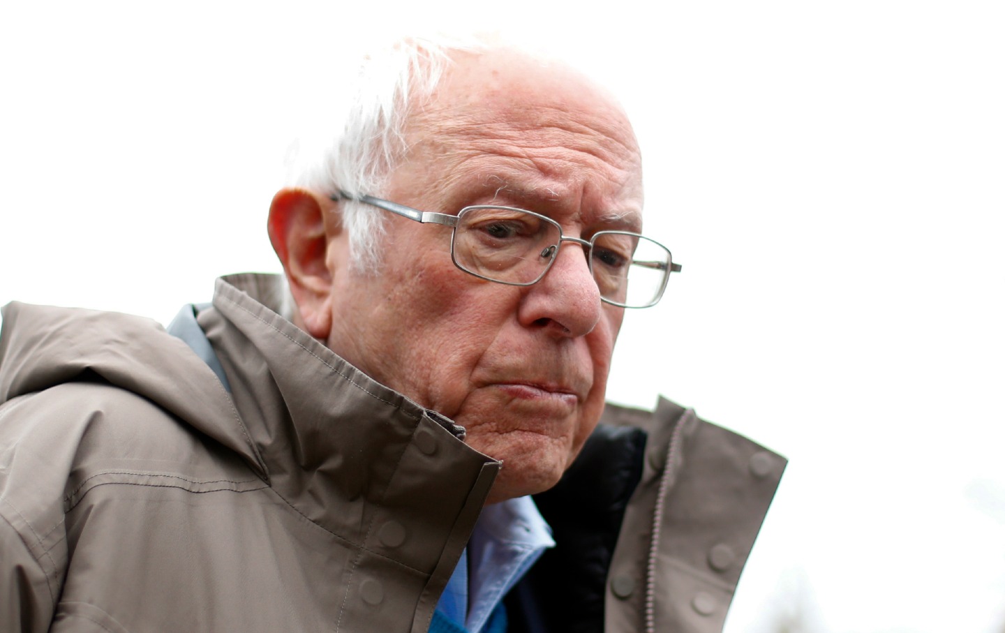 Vermont Senator Bernie Sanders outside a polling place in Michigan. Photo: Paul Sancya/AP
