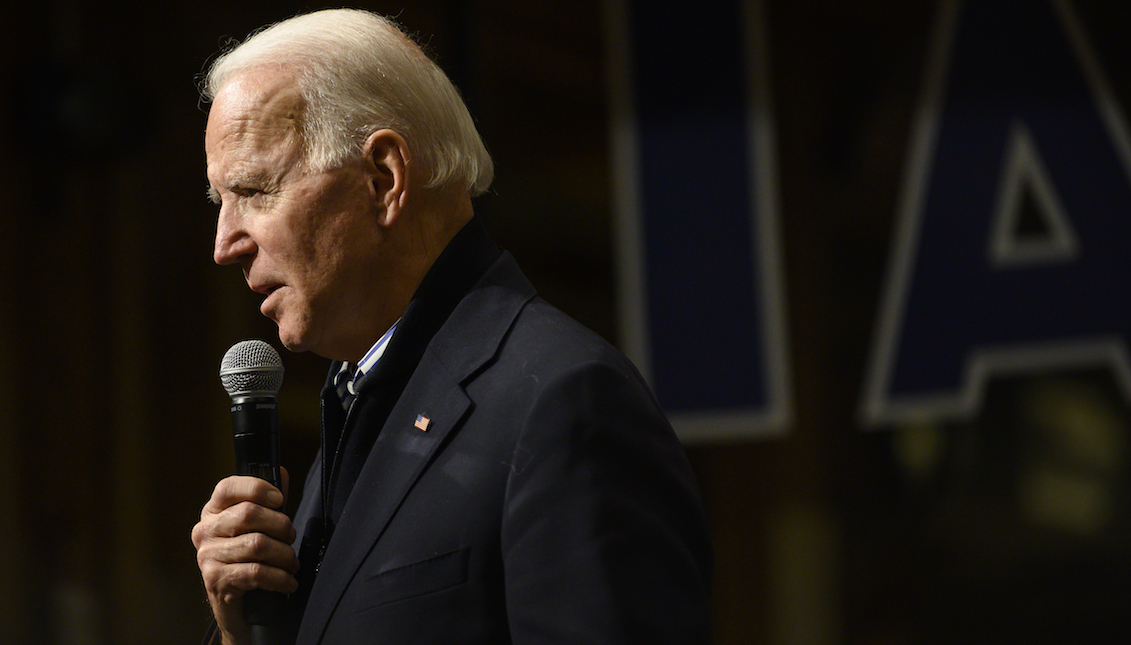 INDEPENDENCE, IA - JANUARY 03: Democratic presidential candidate, former Vice President Joe Biden, speaks during a campaign event on January 3, 2020, in Independence, Iowa.  (Photo by Stephen Maturen/Getty Images)