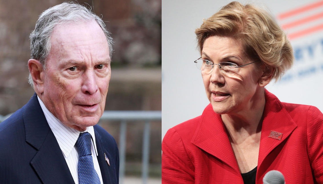 El multimillonario ex alcalde de Nueva York, Michael Bloomberg (izq) ha introducido la documentación necesaria para las primarias demócratas, donde candidatos como Elizabeth Warren (der) se han vuelto populares por sus planes para romper con la desigualdad económica en el país.