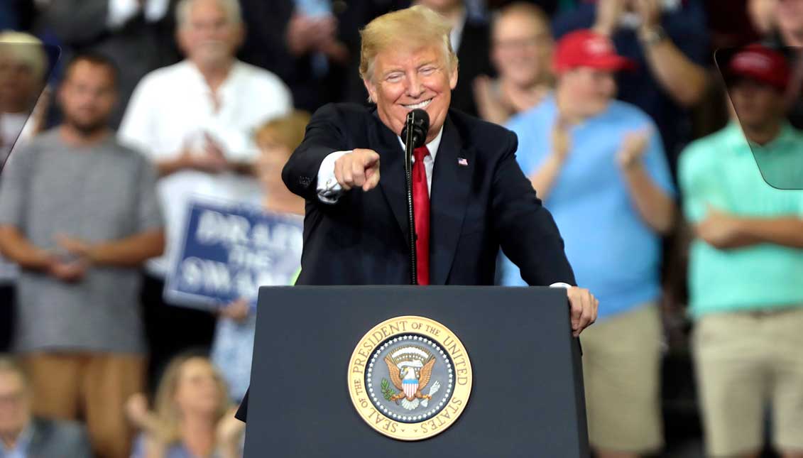 The president of the United States, Donald J. Trump, speaks during a rally in Evansville (Indiana). EFE