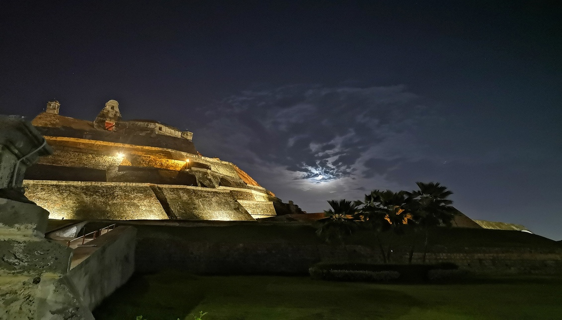 Castillo de San Felipe in Cartagena de Indias night view