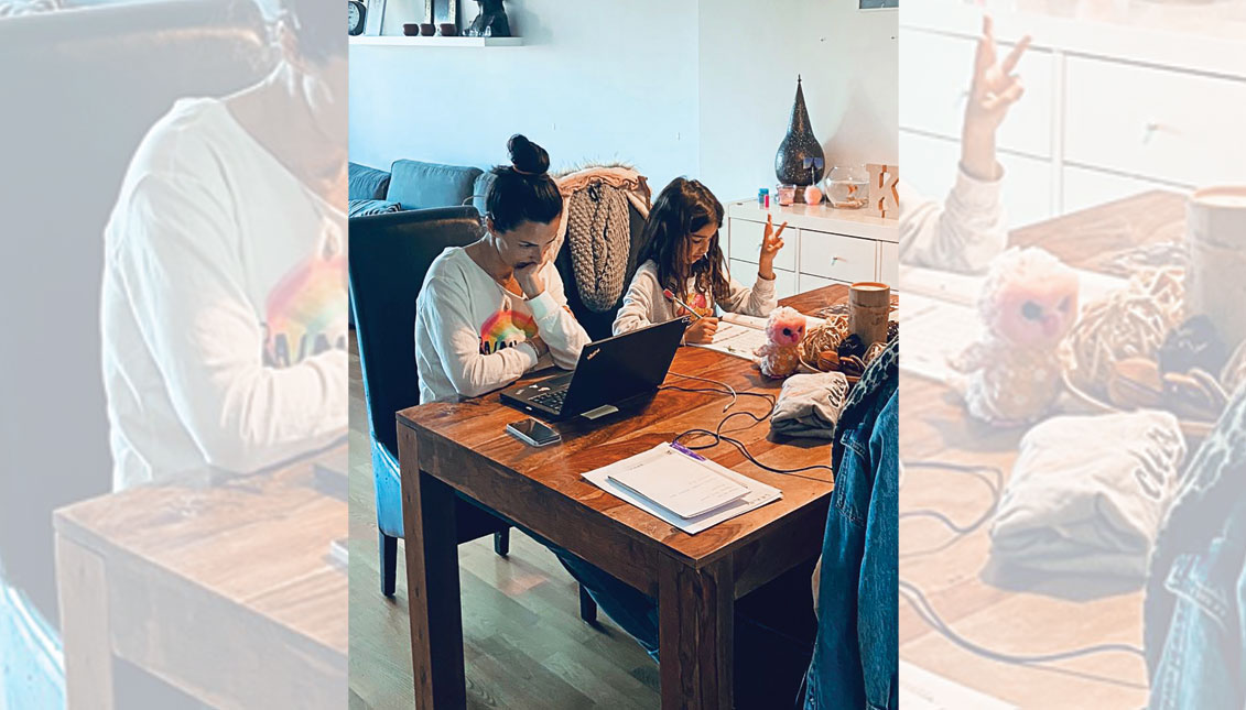 Time for work. Mother and daughter each with their own particular task.