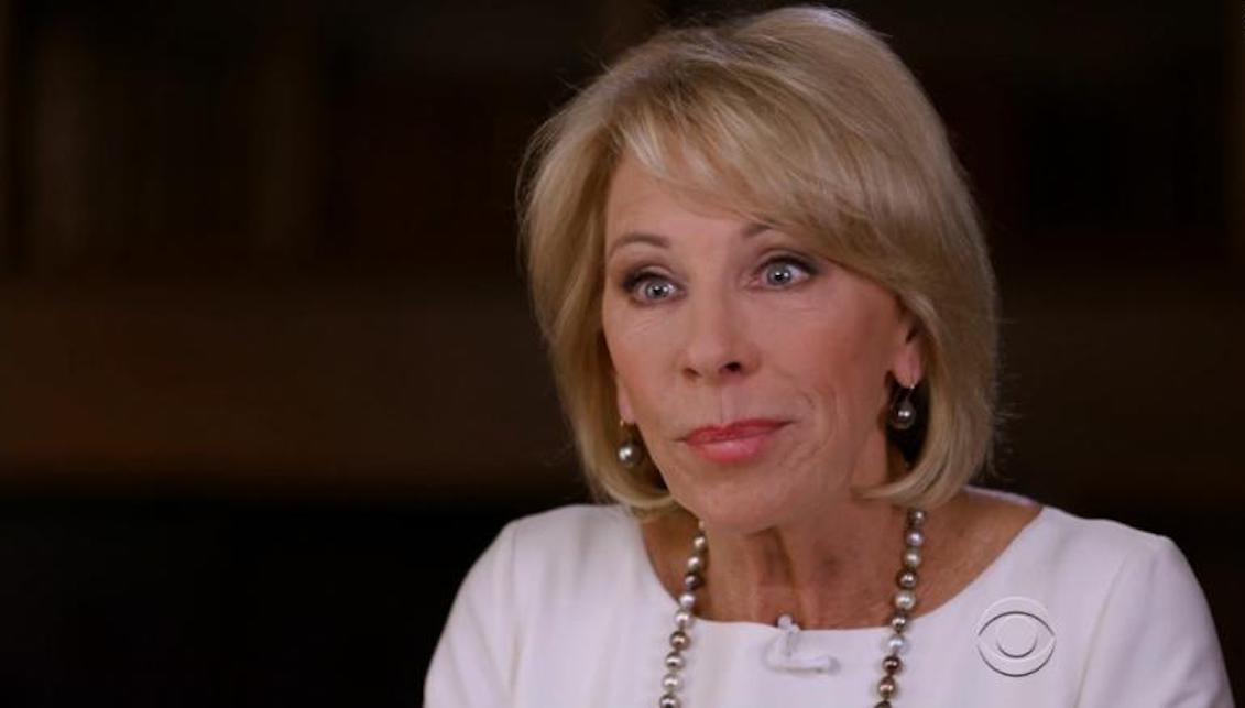 The Secretary of Education, Betsy DeVos, during an interview with CBS last Sunday, March 12.