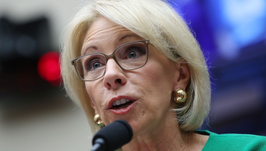 The Secretary of Education, Betsy DeVos during her testimony before the Education and Labor Committee of the House of Representatives. Photo: Mark Wilson/Getty Images News/Getty Images