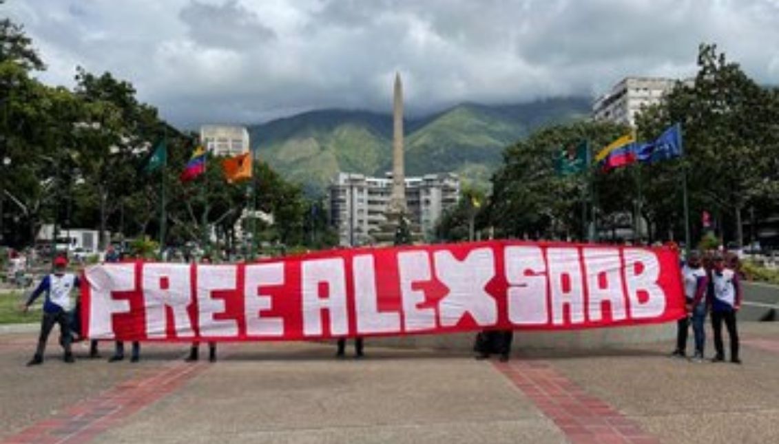 Protest in Solidarity to diplomat Alex Saab in Caracas. Photo: Twitter @Mippcivzla