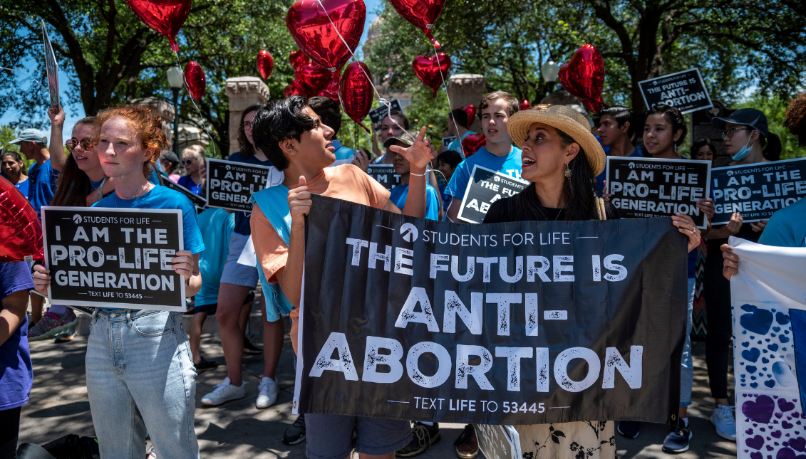 Students protest against abortion in September. Photo: Getty Images