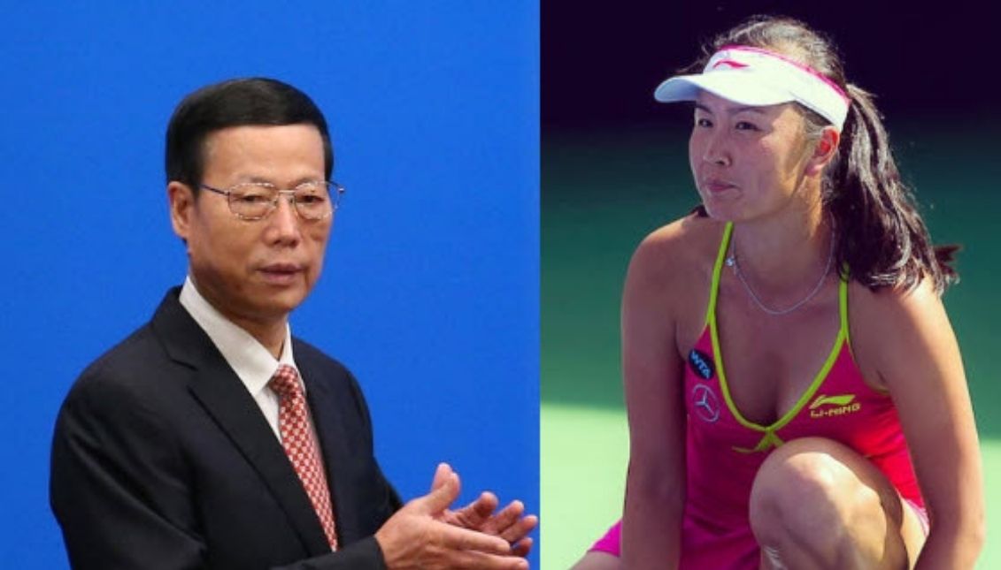 Shuai Peng and former vice president of China Zhang Gaoli. Photo: Tennis Tonic