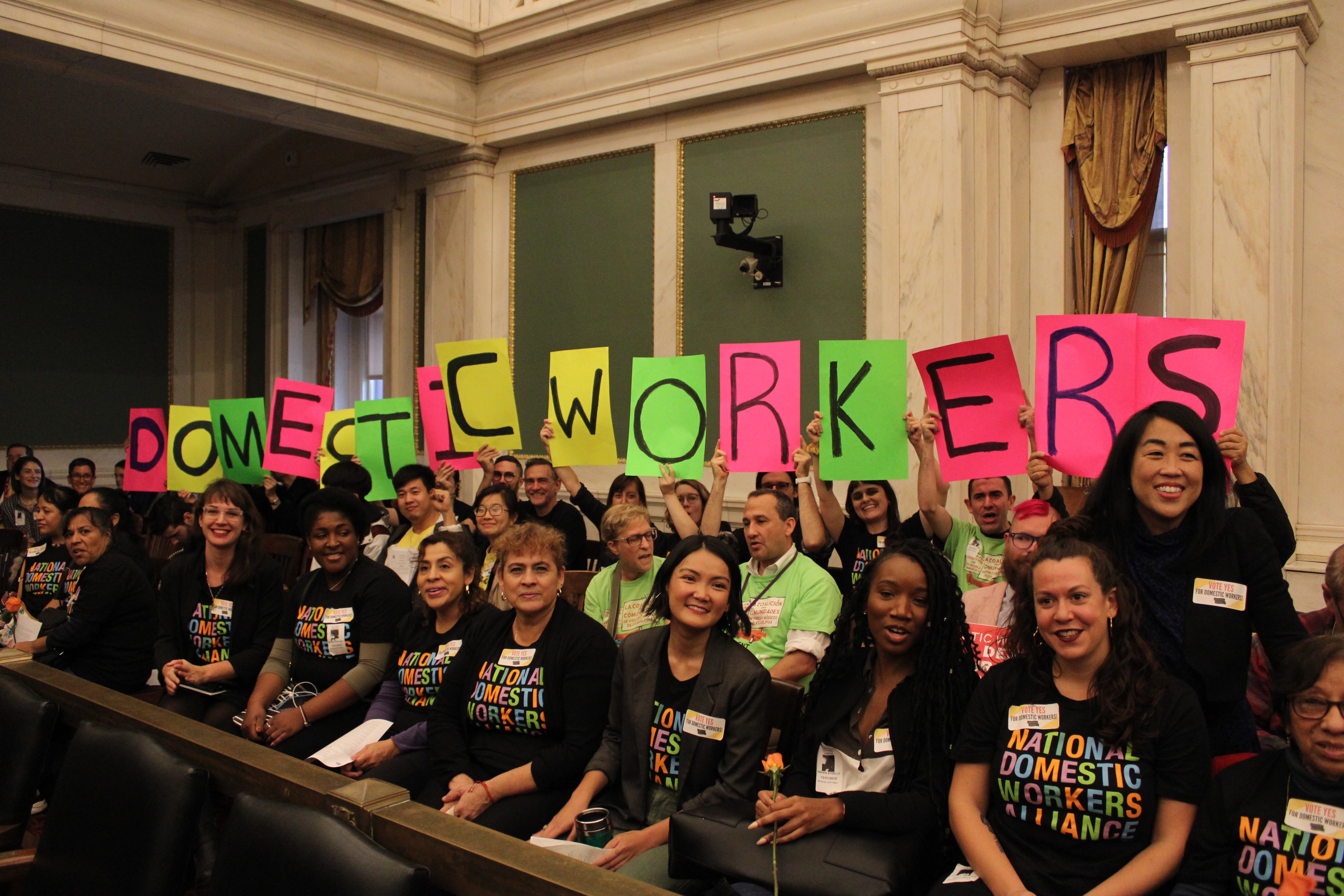 Philadelphia Domestic Workers were out in force on the day the Domestic Worker Bill of Rights passed City Council, Oct. 31, 2020. Photo: Emily Neil/AL DÍA News.