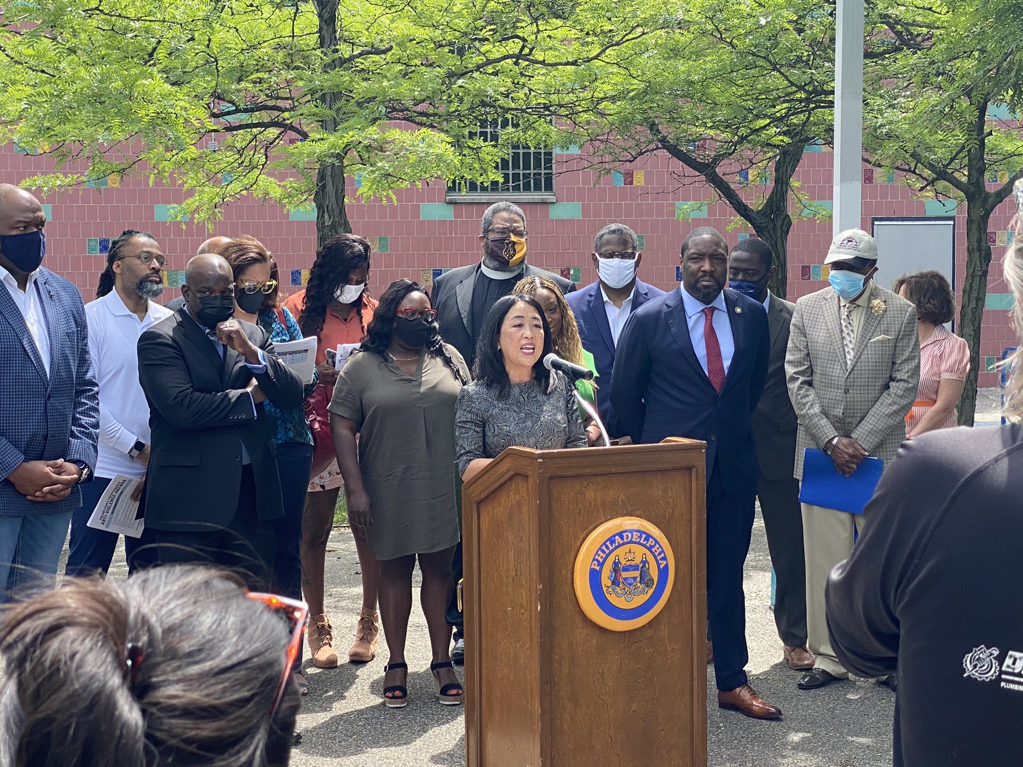 Philly City Councilmembers and other community partners gathered at Hawthorne Park on June 1 to unveil their Youth Powered Anti-Violence Agenda. Photo: Office of Councilmember Helen Gym
