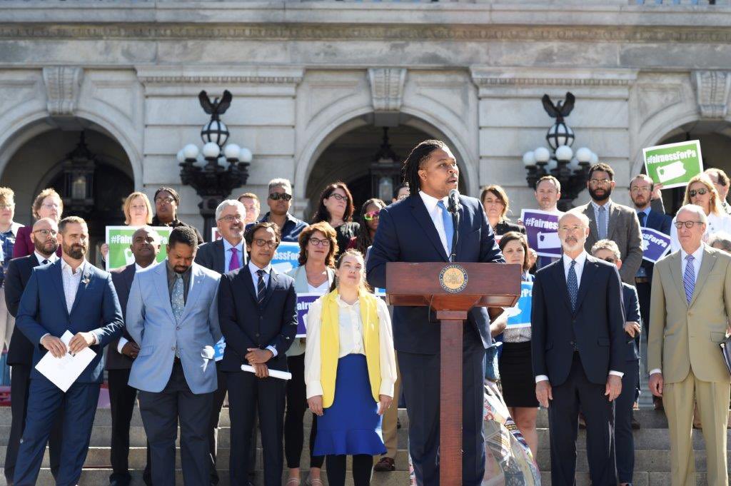 PA Fairness Act would provide nondiscrimination protections for LGBTQ people in employment, housing and public accommodations. Photo: Malcolm Kenyatta Twitter