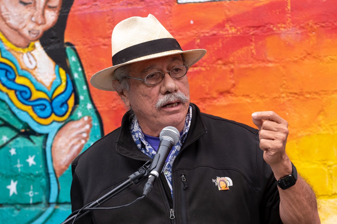 Edward James Olmos at a rally in support of the performing arts and SB 80 at the Casa 0101 Theater in Los Angeles. Photo by David Crane.